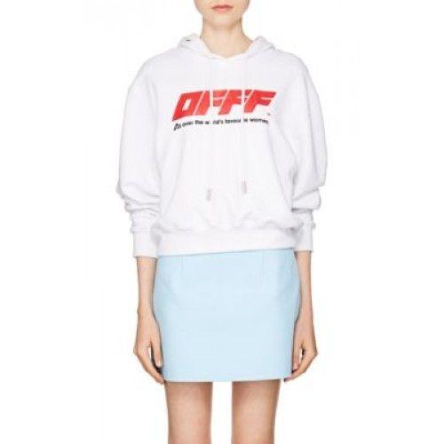 Red Black and White C Logo - Off White C O Virgil Abloh Women OFFF Cotton Terry Hoodie Pulls