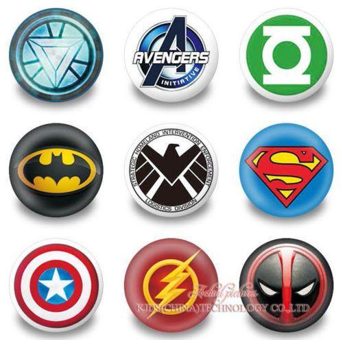 DC Hero Logo - 9pcs 30mm Button Pin Brooch Round Badge Avengers DC Comics Marvel