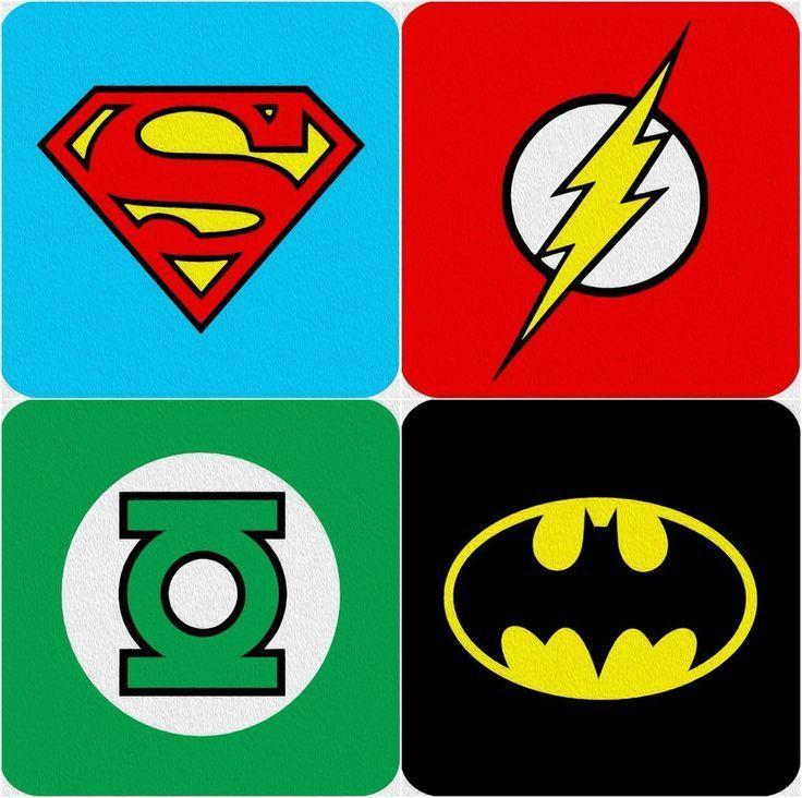 DC Hero Logo - DC Comics Super Hero Logo Coasters BATMAN THE FLASH SUPERMAN GREEN
