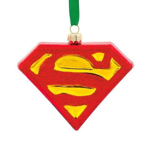 DC Hero Logo - Hallmark Superman DC Comics Super Hero Logo Glass Christmas Ornament ...