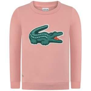 Crocodile with Pink Logo - Lacoste Girls Pink Crocodile Sweatshirt