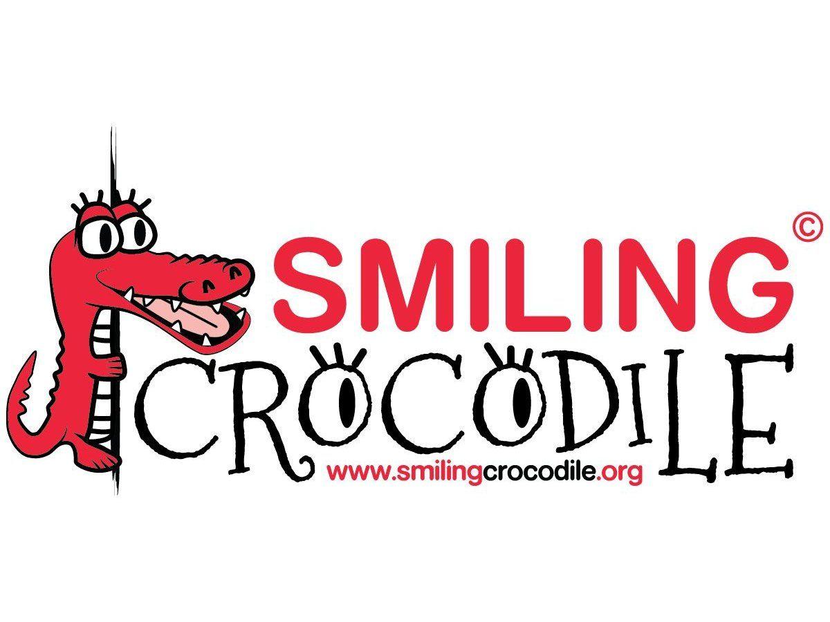 Crocodile with Pink Logo - Smiling Crocodile. Energie dětem