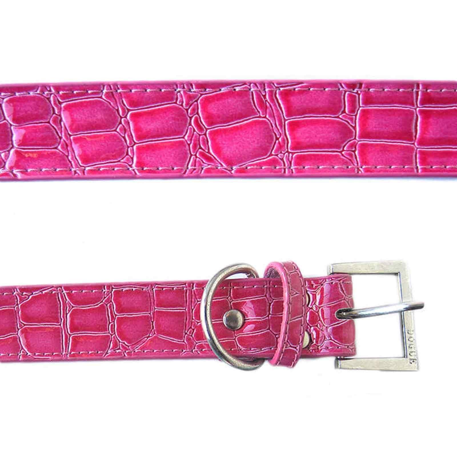 Crocodile with Pink Logo - Collar Dogue Faux Crocodile Pink. Dogue Dog Collars