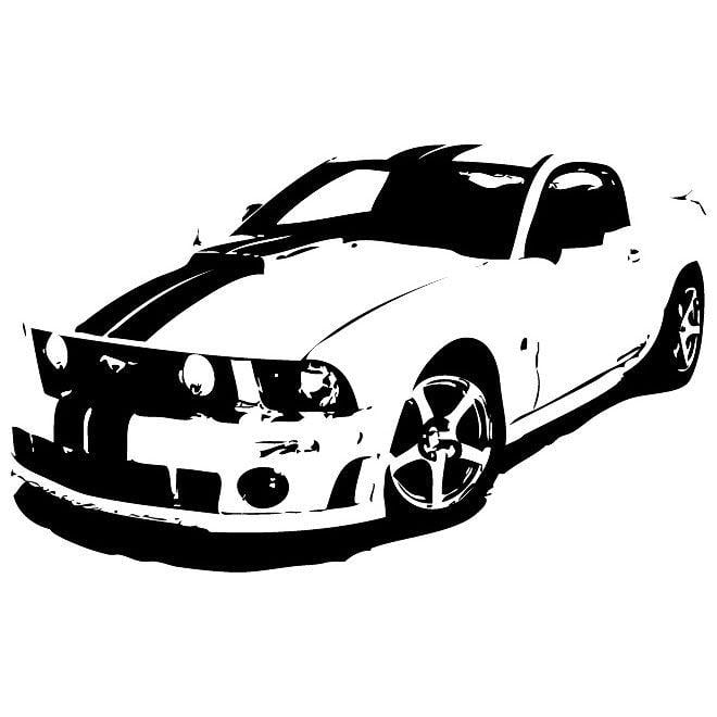 Black and White Mustang Logo - Ford Mustang vector image