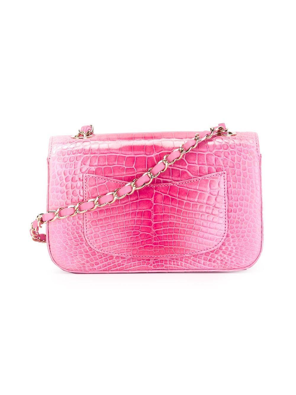 Crocodile with Pink Logo - Chanel Pink Crocodile Shoulder Bag