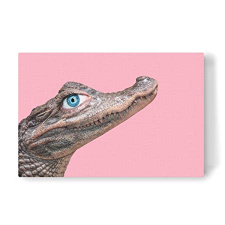 Crocodile with Pink Logo - artboxONE canvas 90x60 cm BEAUTY CROCODILE pink