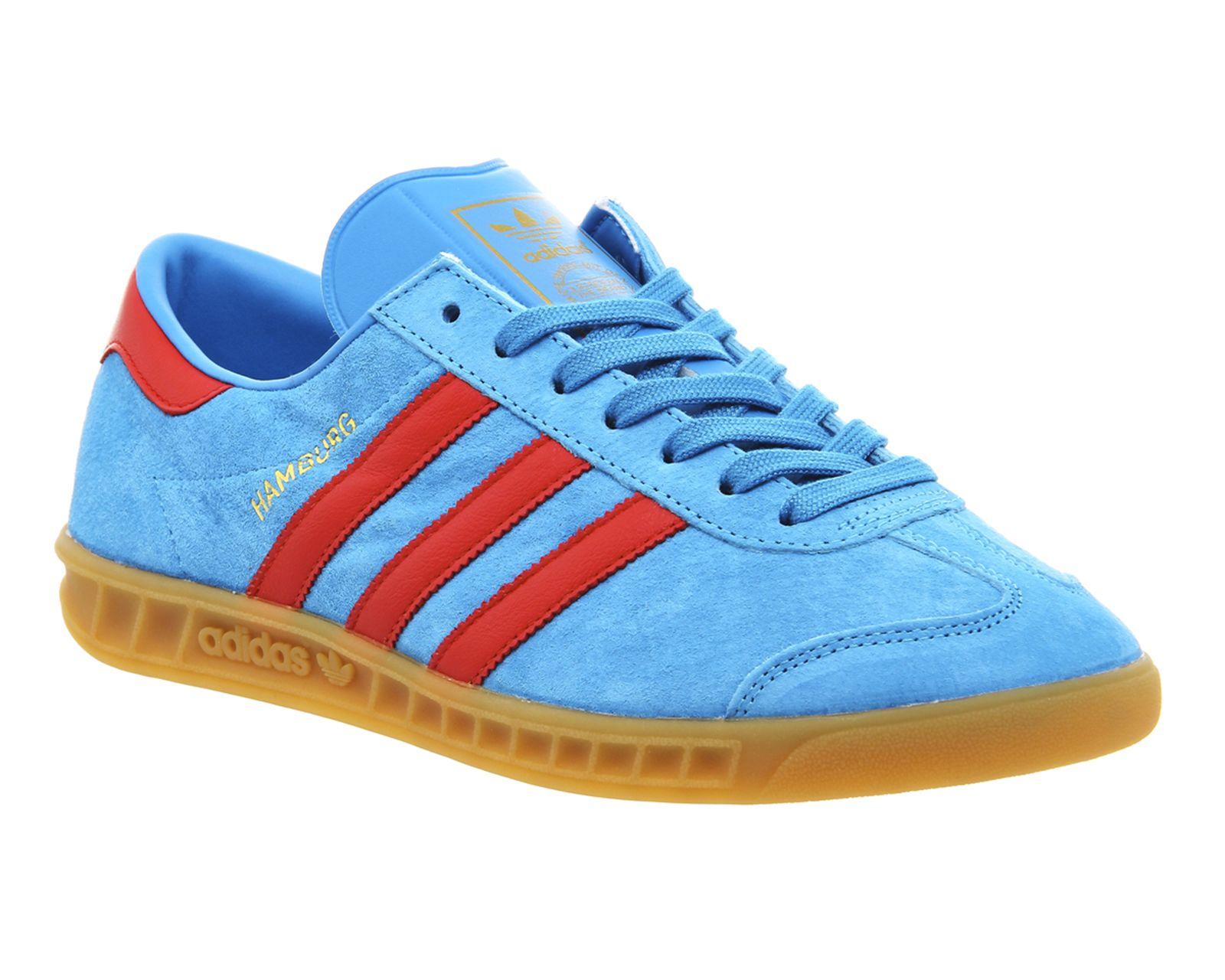 Blue and Red Adidas Logo - Adidas Hamburg Trainers Solar Blue Red Gum - His trainers