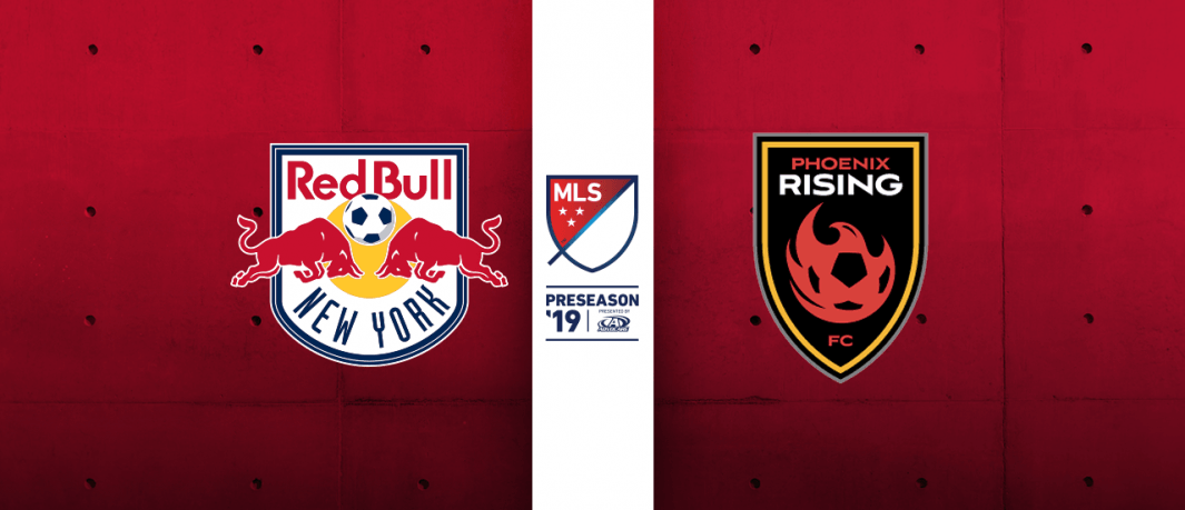 Phoenix Mixed with Red Bull Logo - New York Red Bulls Phoenix Rising FC 1 Preseason Match