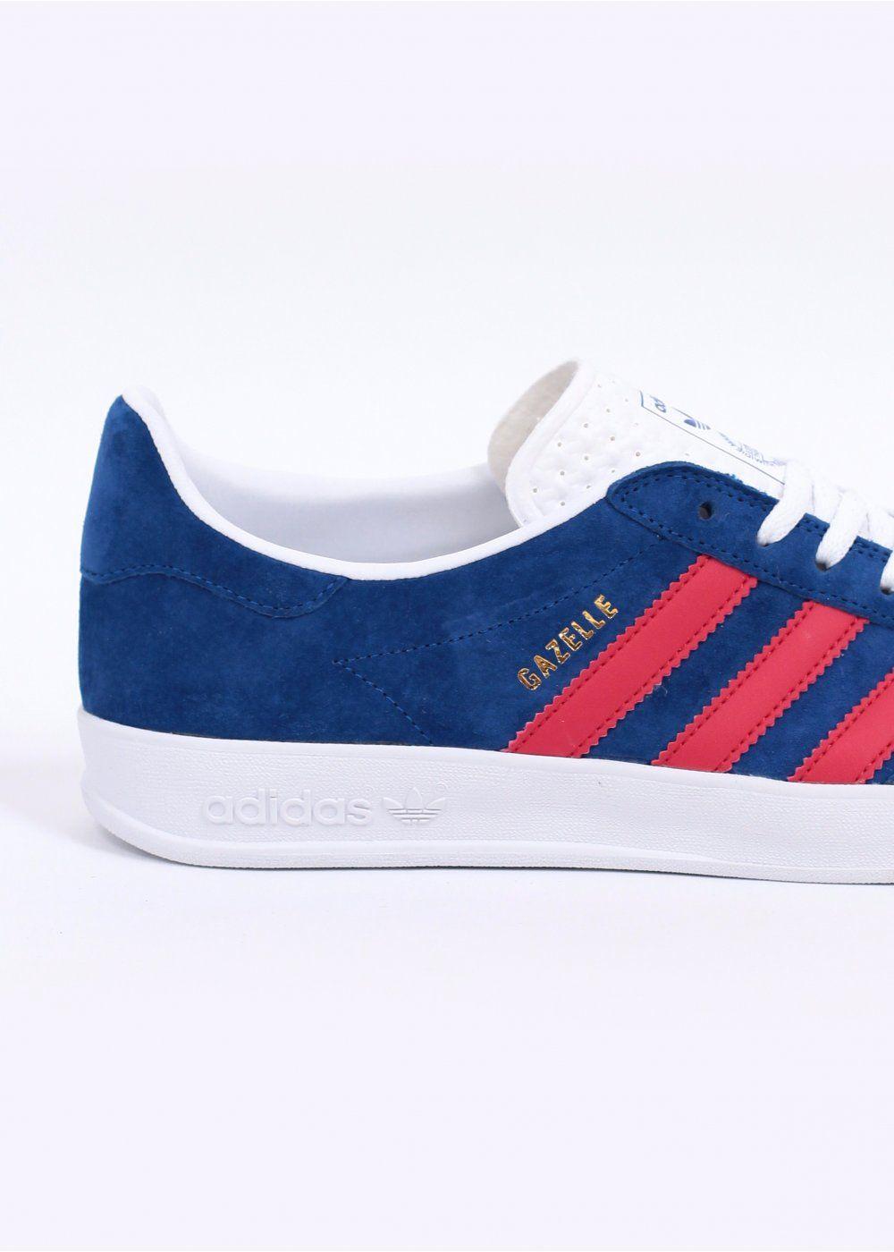 Blue and Red Adidas Logo - adidas Originals Gazelle Indoor Trainers - Royal Blue / Red