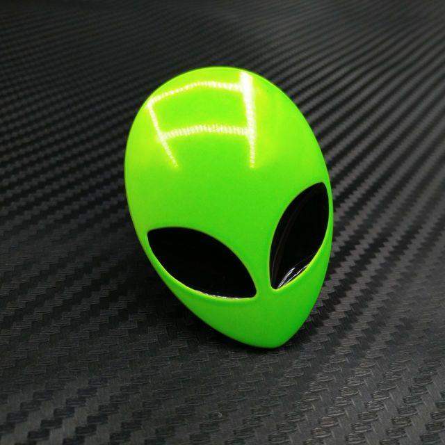Alien Head Logo - Green Car Full Metal Alien Head Logo Emblem Badge Sticker Decal 3D