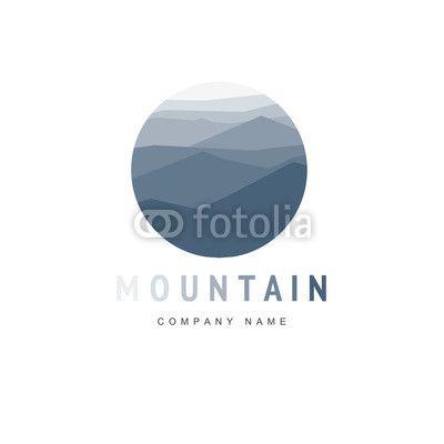 M U Mountain Logo - Mountain logo template with abstract peaks. Vector illustration