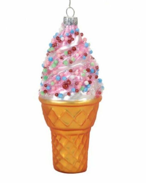 Swirl Ice Cream Logo - Department 56 Pink Swirl Ice Cream Cone Glass Christmas Ornament ...