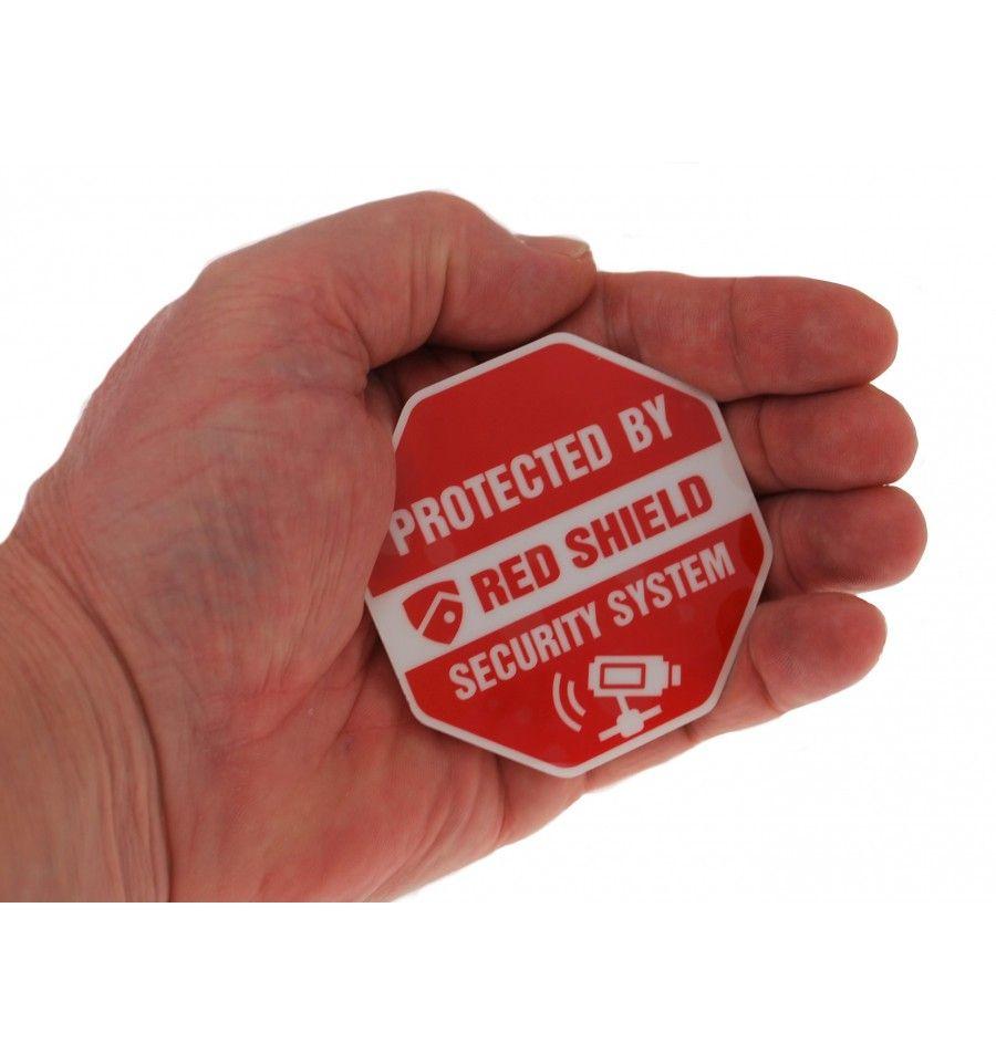 Security Red Shield Logo - Protected By Red Shield Security System Window Sticker