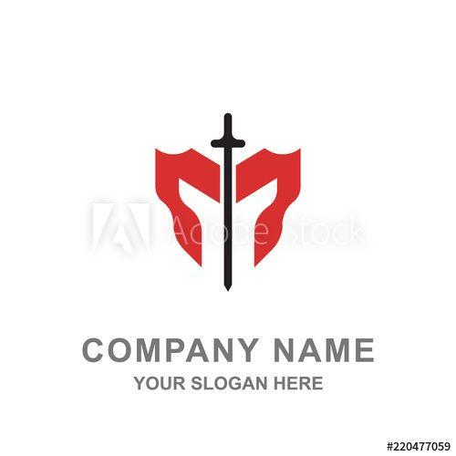 Security Red Shield Logo - Sword and Red Shield Protection Security Logo Vector Illustration