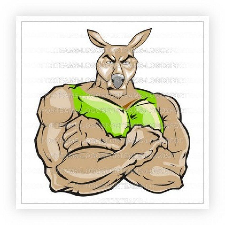 Kangaroo Mascot Logo - Mascot Logo Part of a Strong Kangaroo With Muscles
