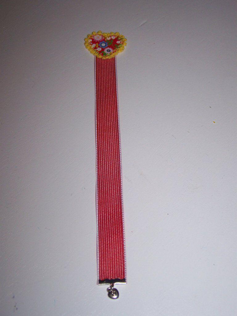 Red Ribbon Bookmark Logo - Red flower heart red ribbon bookmark