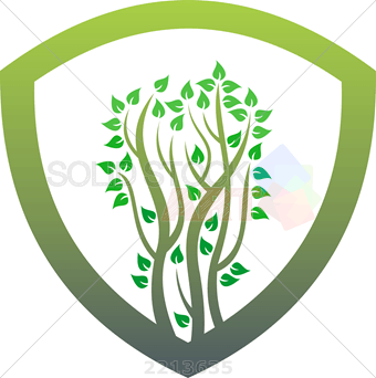 Inside in a Square Logo - Stock Illustration of Vector green shield with leafy plants inside ...