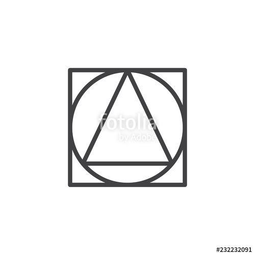 Inside in a Square Logo - Triangle inside circle and square geometrical figure outline icon ...