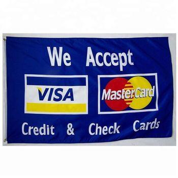 We Accept Visa MasterCard Logo - Custom 3x5 Advertising Flag We Accept Visa Master Card Flag Store ...