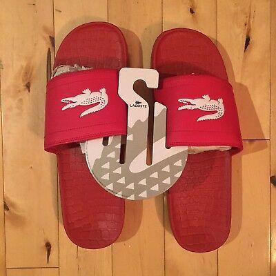 Red Gator Logo - LACOSTE BIG GATOR Logo Men Size 11 Red Fraisier Slides Sandals