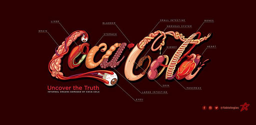 Modern Coca-Cola Logo - This Disturbing Coco Cola Honest Logo Shows All The Organs It Harms