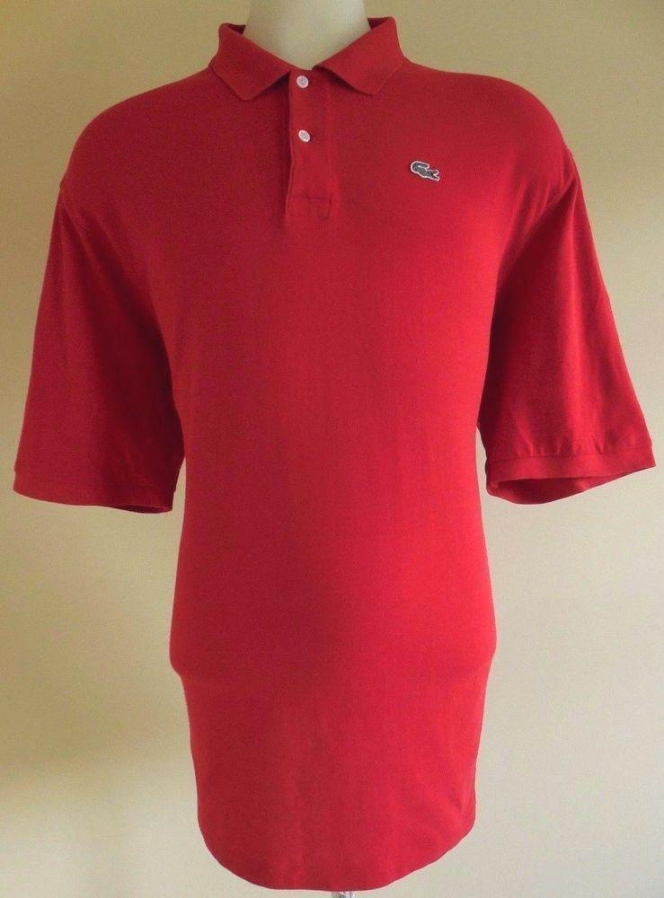 Red Gator Logo - LACOSTE Sz 8 POLO Shirt Men RED Gator LOGO Size COTTON Mens 3XL XXXL