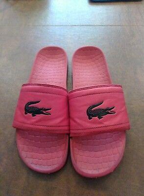 Red Gator Logo - LACOSTE BIG GATOR Logo Men Size 11 Red Fraisier Slides Sandals