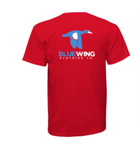 Red Gator Logo - BLUE WING Two Tone Logo Pocket Tee- RED – Gator Outfitters