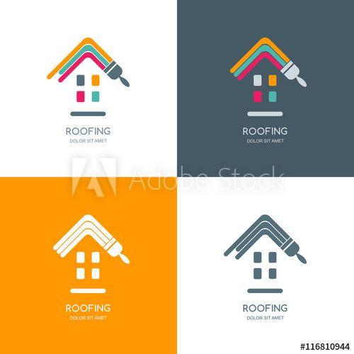 Roof Vector Logo - House repair, roofing vector logo, label, emblem design. Staining