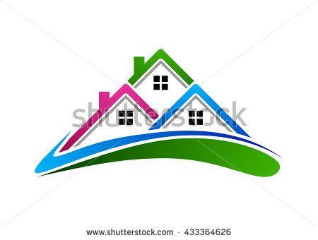 Roof Vector Logo - Real estate vector logo design, colorful realty with swing shape