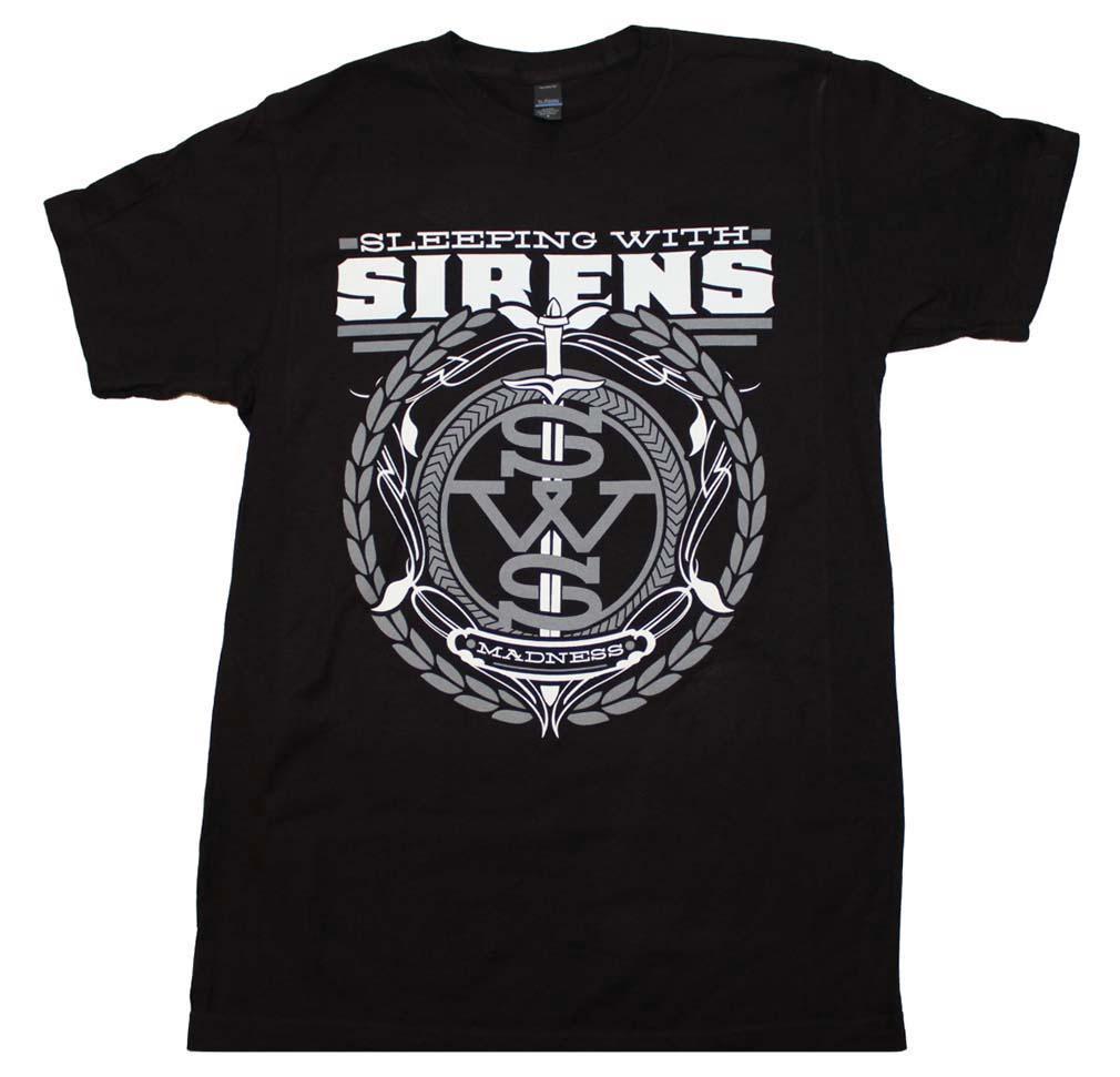 Cool Crest Logo - Sleeping with Sirens Gray Crest Logo T-Shirt - Black - XL