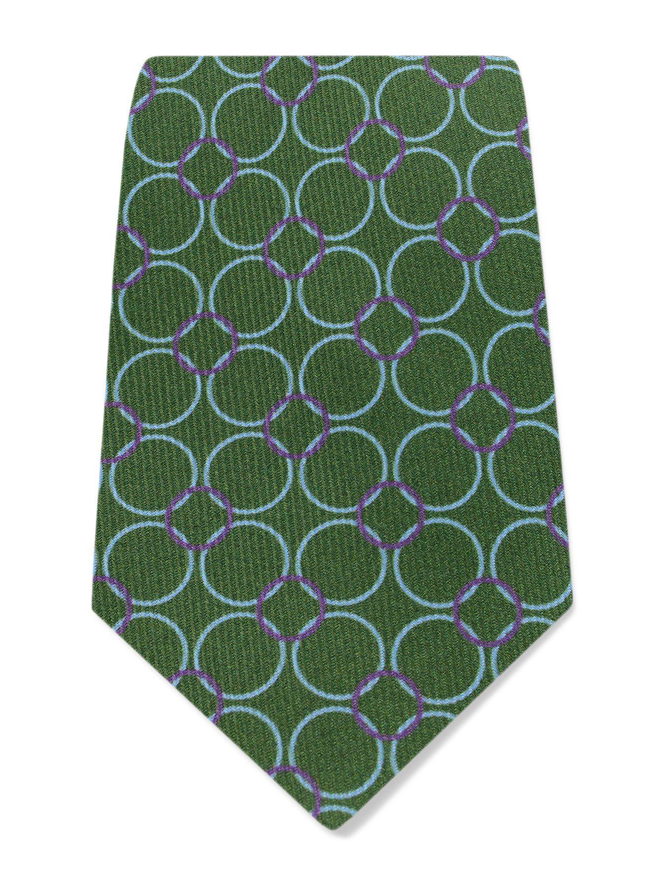 Purple and Green Circle Logo - Green Printed Silk Tie with Purple & Lilac Circles - Hilditch & Key