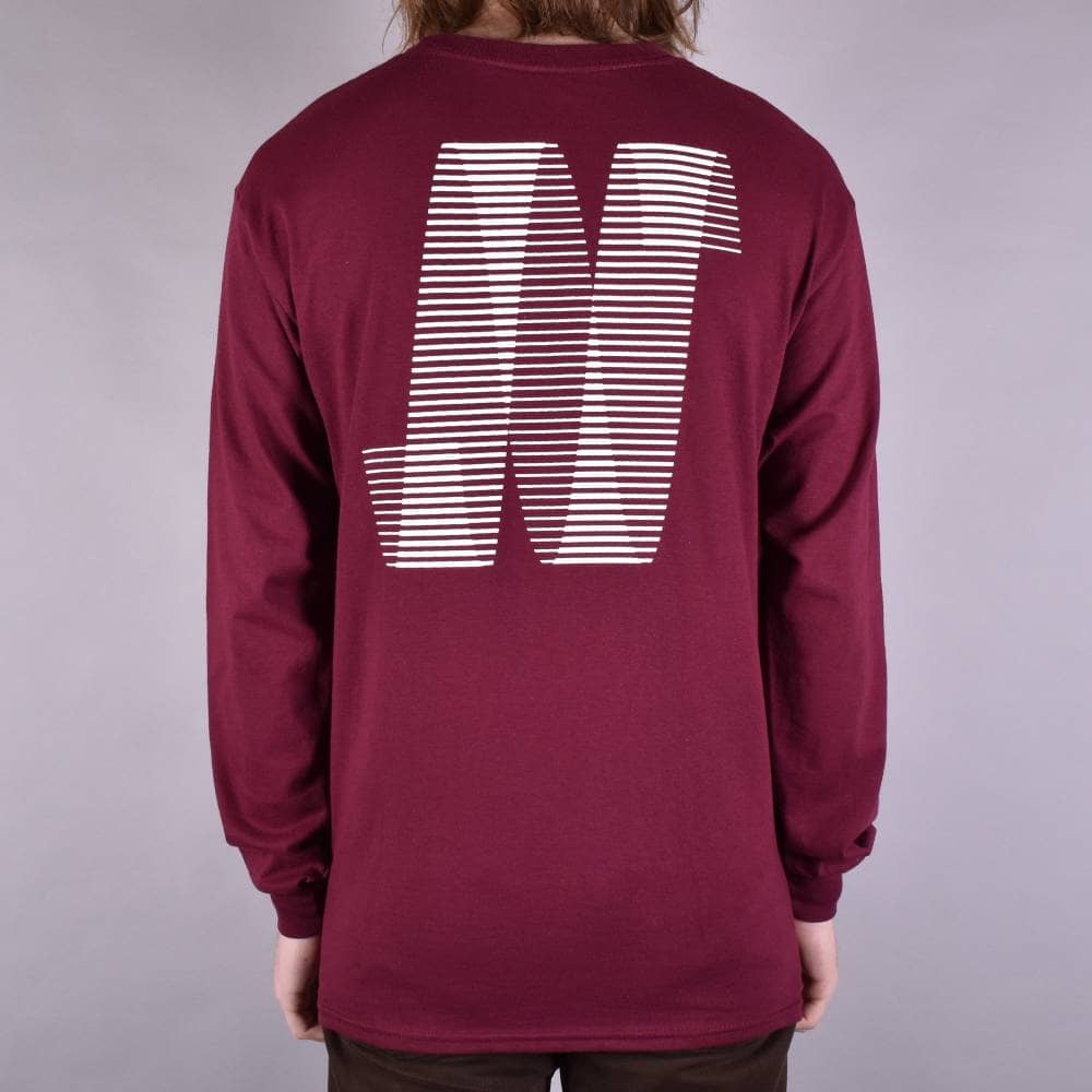 White N Logo - North Skateboard Magazine N Logo Longsleeve T-Shirt - Burgundy/White ...