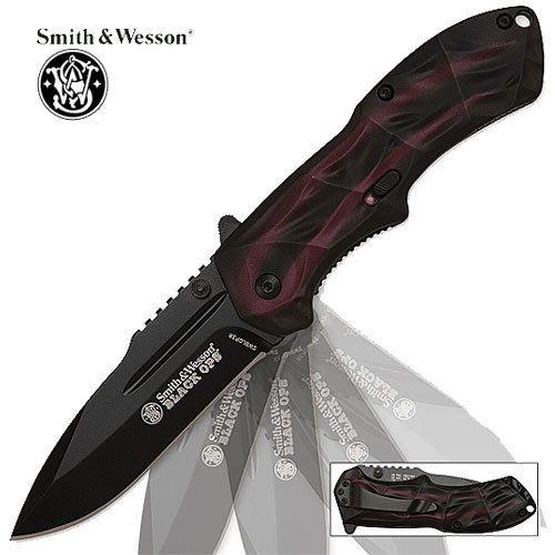 Black and Red Spear Logo - Spring Assist - S&W Black Operations - Spear Point Red Plain - Edge ...