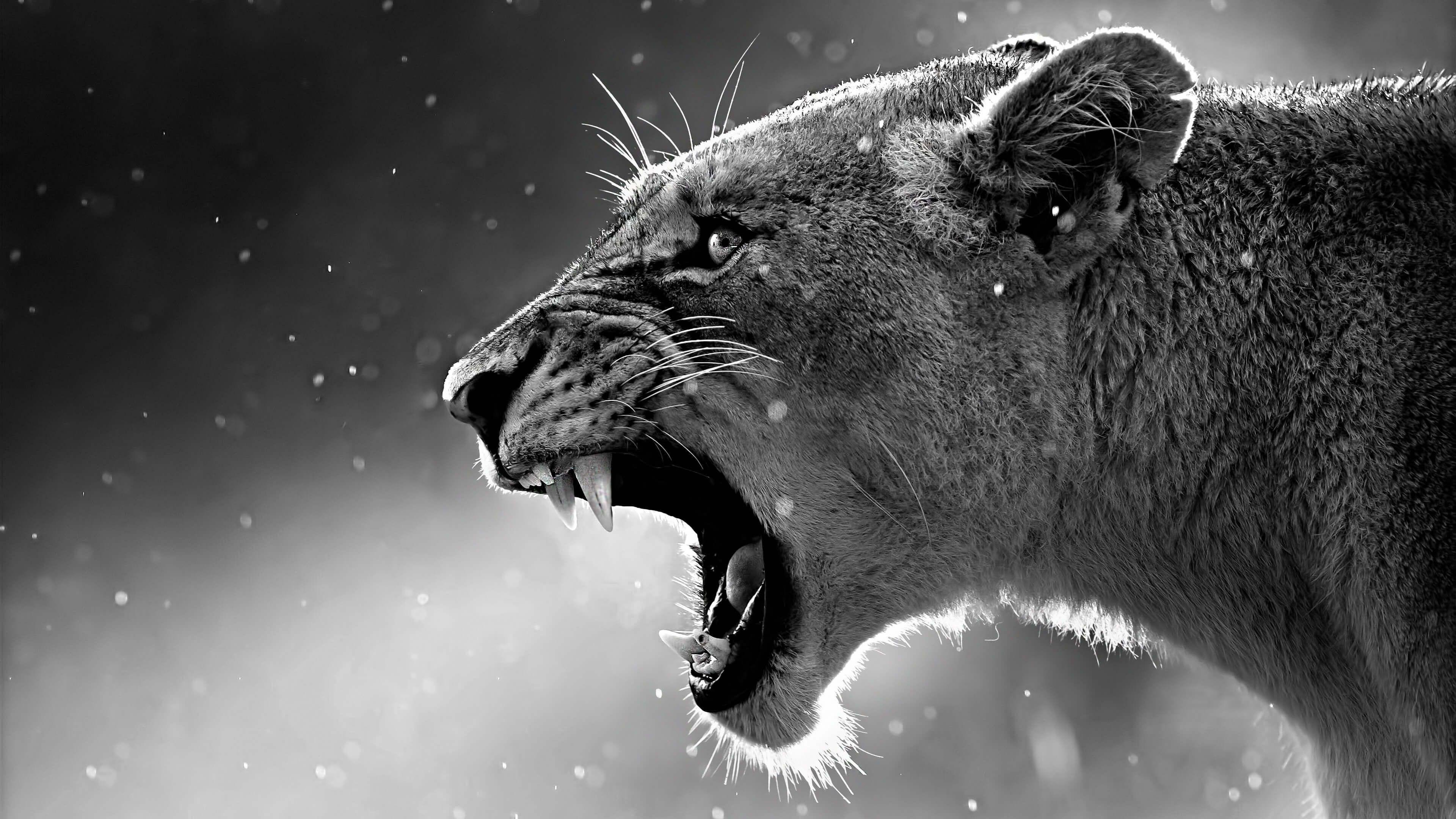 4K-resolution Black and White Logo - Download Lioness Howl Close Up 4K Wallpaper From UHD Black And White
