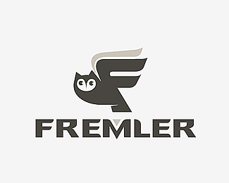 Owl Wings Logo - Fremler - Logo Design - Owl, Wings, Bird, F, Flying, Clever, Gray ...