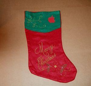 Fancy Red Logo - Details about Apple Logo Merry Christmas Stocking Red and Green