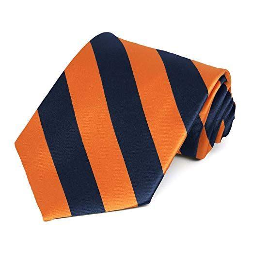 Blue and Orange Store Logo - Navy Blue and Orange Striped Tie at Amazon Men's Clothing store