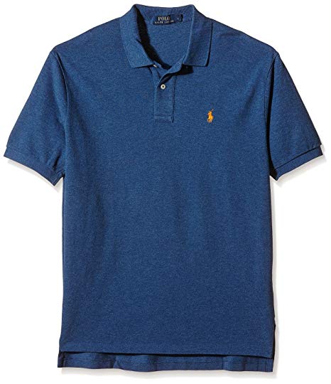 Blue and Orange Store Logo - Polo Ralph Lauren Mens Classic Fit Mesh Polo Shirt, Dark Blue
