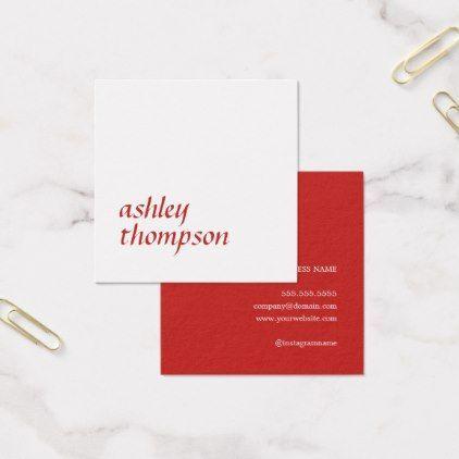 Red White Square Company Logo - Elegant Red White Bold Beauty Consultant Square Business Card ...