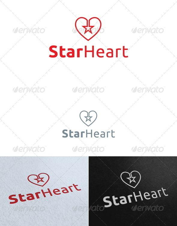 Star in Heart Logo - Vector Logos Templates. Logo