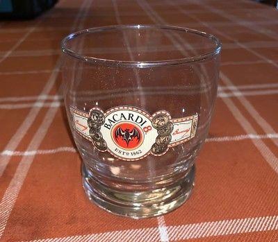 Bacardi 8 Logo - BACARDI 8 ROCKS Glasses Red Bat Rare Logo - $12.50