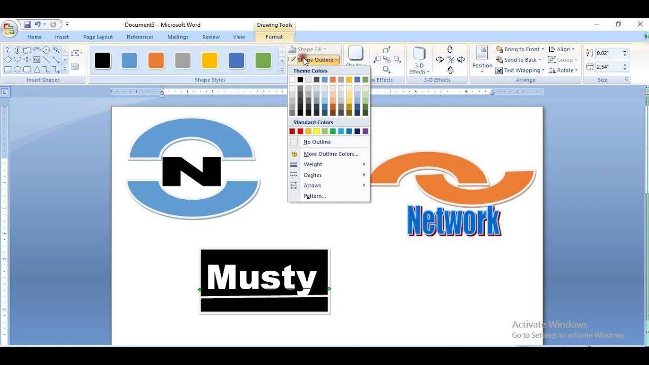Microsoft Word 2007 Logo - How to create or make a professional logo in Microsoft word 2007