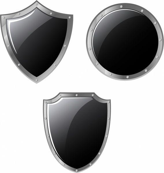 Steel Shield Logo - Set of different steel shields isolated on white Free vector