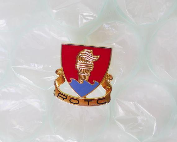 Red and Blue Torch Logo - ROTC Pin ROTC Enamel Pin Red Blue Gold Torch Badge Torch