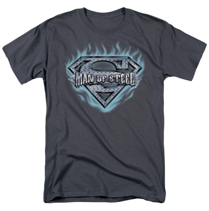 Steel Shield Logo - Superman t-shirt Man Of Steel Shield Logo mens charcoal