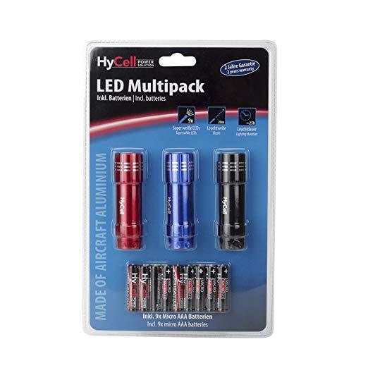 Red and Blue Torch Logo - HYCELL 1600 0085 Multi Pack Torch With Super Bright LED Including