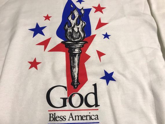 Red and Blue Torch Logo - Vintage 90s God Bless America red white blue torch retro