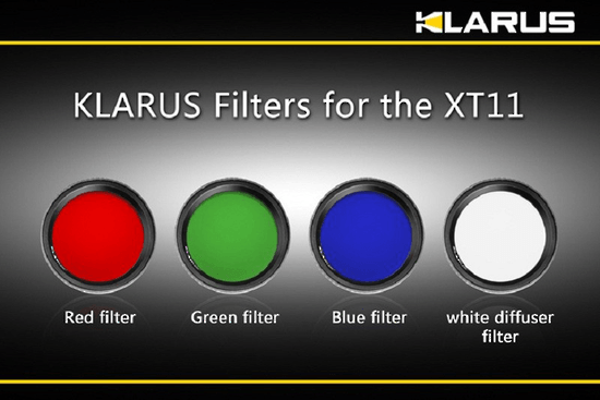 Red and Blue Torch Logo - Klarus Filter for XT11 Torch - Red Green or Blue