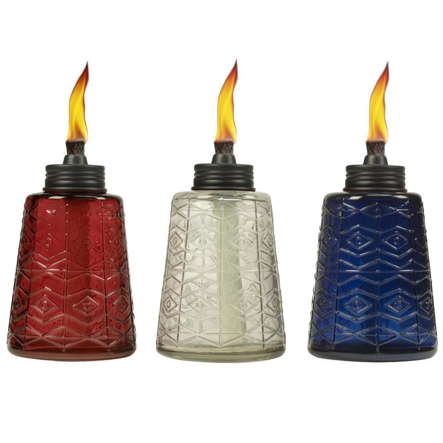 Red and Blue Torch Logo - TIKI 3 Pack 6 In Red, White, Blue Glass Tabletop Torch At Lowes.com